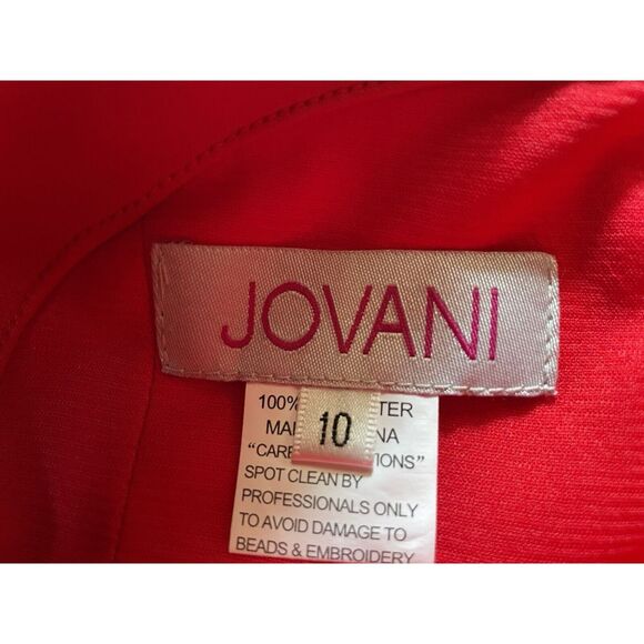 Jovani NWOT $560 Women's Midi Drop Waist Cocktail Scuba Dress Ruffle Hem Size 10 - Picture 7 of 9